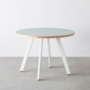 THE CAFE TABLE / リノリウム 全32色　White Steel 4本脚 × ラウンド φ81 - 100