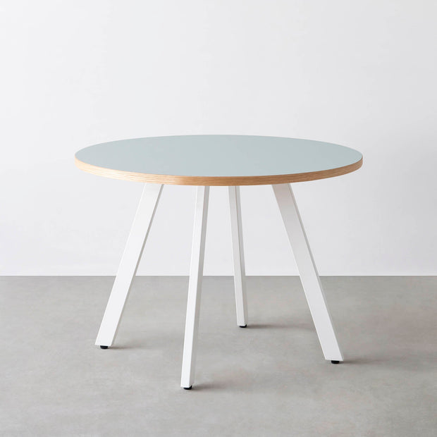 THE CAFE TABLE / リノリウム 全32色　White Steel 4本脚 × ラウンド φ81 - 100