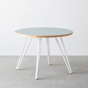 THE CAFE TABLE / リノリウム 全32色　White Steel 4本脚 × ラウンド φ81 - 100