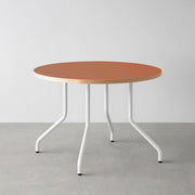 THE CAFE TABLE / リノリウム 全32色　White Steel 4本脚 × ラウンド φ81 - 100