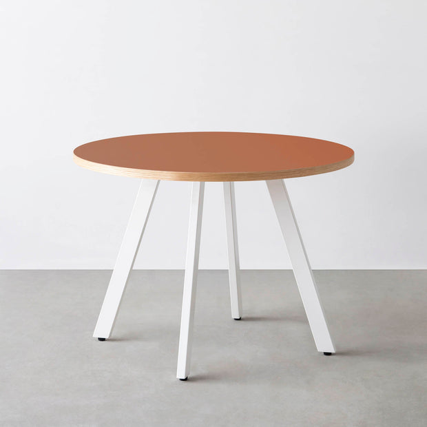 THE CAFE TABLE / リノリウム 全32色　White Steel 4本脚 × ラウンド φ81 - 100