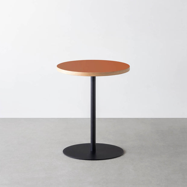 THE CAFE TABLE / リノリウム 全32色　Black Steel 1本脚 × ラウンド φ50 - 60