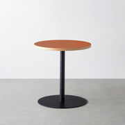 THE CAFE TABLE / リノリウム 全32色　Black Steel 1本脚 × ラウンド φ61 - 70