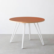 THE CAFE TABLE / リノリウム 全32色　White Steel 4本脚 × ラウンド φ81 - 100