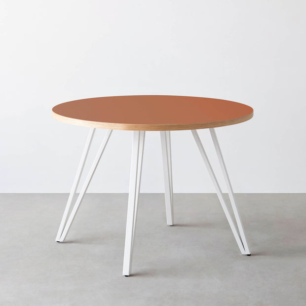 THE CAFE TABLE / リノリウム 全32色　White Steel 4本脚 × ラウンド φ81 - 100