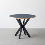 THE CAFE TABLE / リノリウム 全32色　Black Steel カフェX × ラウンド φ81 - 90