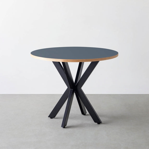 THE CAFE TABLE / リノリウム 全32色　Black Steel カフェX × ラウンド φ81 - 90