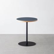 THE CAFE TABLE / リノリウム 全32色　Black Steel 1本脚 × ラウンド φ50 - 60