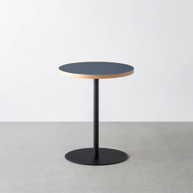 THE CAFE TABLE / リノリウム 全32色　Black Steel 1本脚 × ラウンド φ50 - 60