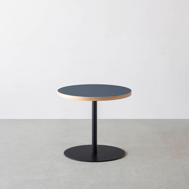 THE CAFE TABLE / リノリウム 全32色　Black Steel 1本脚 × ラウンド φ50 - 60