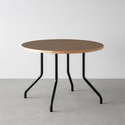 THE CAFE TABLE / リノリウム 全32色　Black Steel 4本脚 × ラウンド φ81 - 100