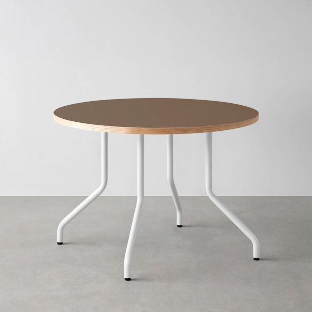 THE CAFE TABLE / リノリウム 全32色　White Steel 4本脚 × ラウンド φ81 - 100