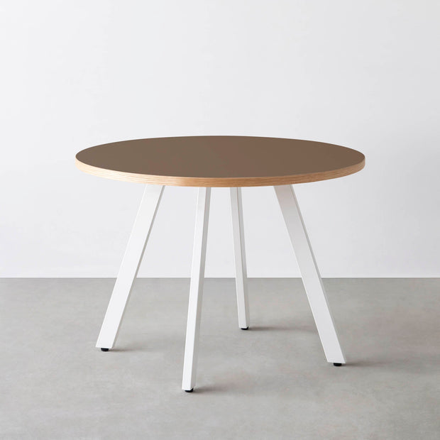 THE CAFE TABLE / リノリウム 全32色　White Steel 4本脚 × ラウンド φ81 - 100