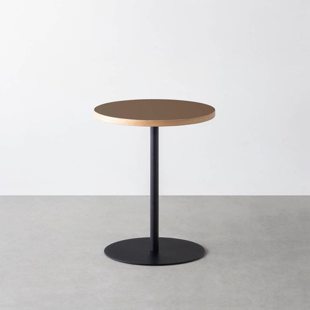 THE CAFE TABLE / リノリウム 全32色　Black Steel 1本脚 × ラウンド φ50 - 60