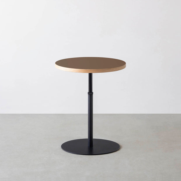 THE CAFE TABLE / リノリウム 全32色　Black Steel 1本脚 × ラウンド φ50 - 60