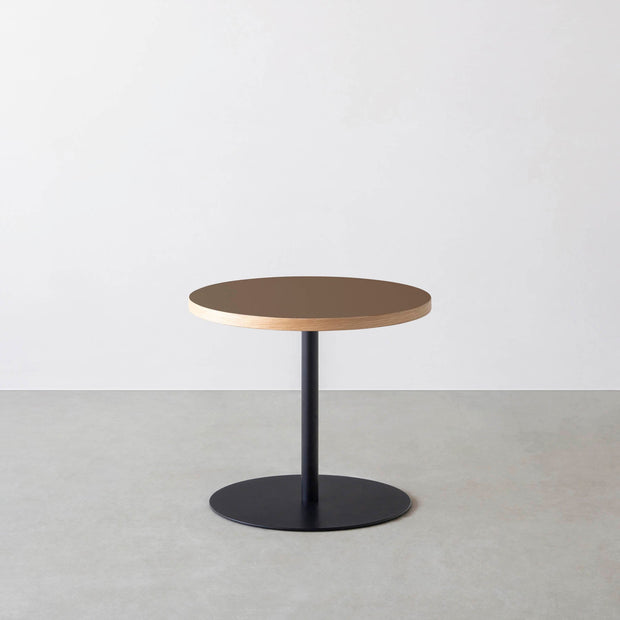 THE CAFE TABLE / リノリウム 全32色　Black Steel 1本脚 × ラウンド φ50 - 60