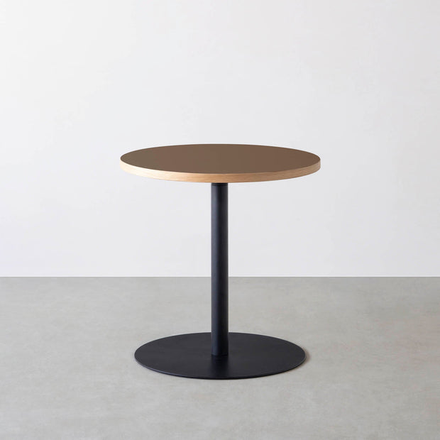 THE CAFE TABLE / リノリウム 全32色　Black Steel 1本脚 × ラウンド φ61 - 70