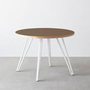 THE CAFE TABLE / リノリウム 全32色　White Steel 4本脚 × ラウンド φ81 - 100