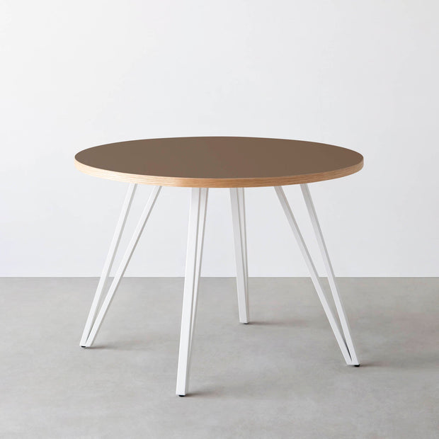 THE CAFE TABLE / リノリウム 全32色　White Steel 4本脚 × ラウンド φ81 - 100