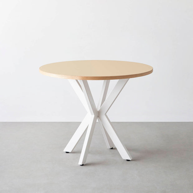 THE CAFE TABLE / リノリウム 全32色　White Steel カフェX × ラウンド φ81 - 90