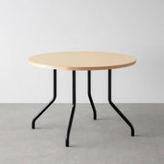 THE CAFE TABLE / リノリウム 全32色　Black Steel 4本脚 × ラウンド φ81 - 100