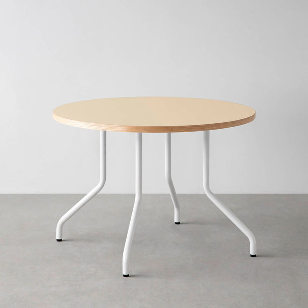 THE CAFE TABLE / リノリウム 全32色　White Steel 4本脚 × ラウンド φ81 - 100