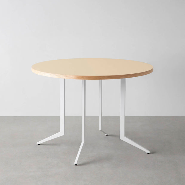 THE CAFE TABLE / リノリウム 全32色　White Steel 4本脚 × ラウンド φ81 - 100