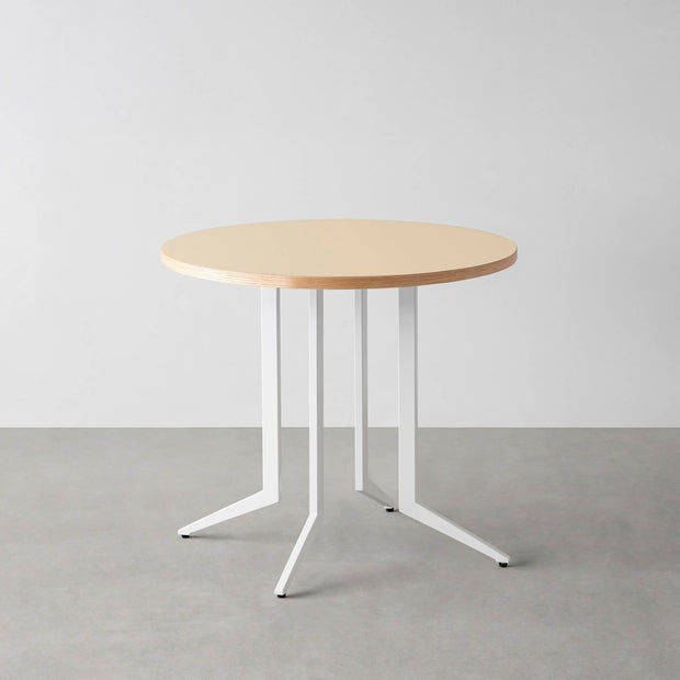 THE CAFE TABLE / リノリウム 全32色　White Steel 4本脚 × ラウンド φ61 - 80