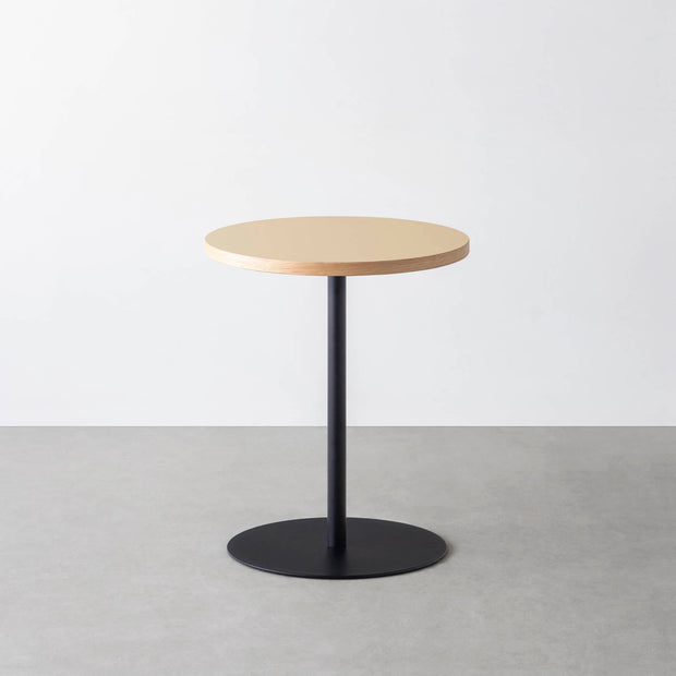 THE CAFE TABLE / リノリウム 全32色　Black Steel 1本脚 × ラウンド φ50 - 60