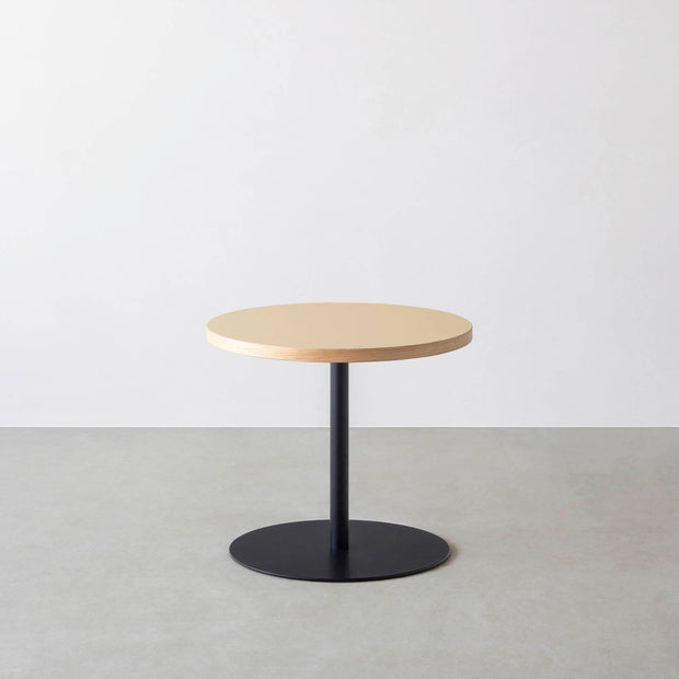 THE CAFE TABLE / リノリウム 全32色　Black Steel 1本脚 × ラウンド φ50 - 60