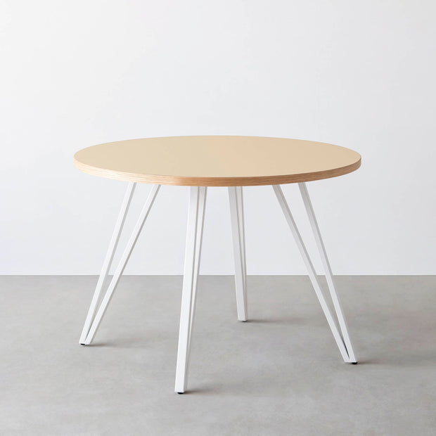 THE CAFE TABLE / リノリウム 全32色　White Steel 4本脚 × ラウンド φ81 - 100