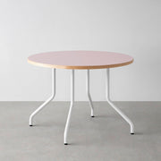 THE CAFE TABLE / リノリウム 全32色　White Steel 4本脚 × ラウンド φ81 - 100