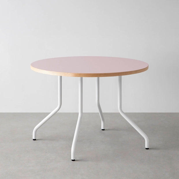 THE CAFE TABLE / リノリウム 全32色　White Steel 4本脚 × ラウンド φ81 - 100