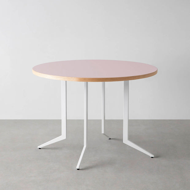THE CAFE TABLE / リノリウム 全32色　White Steel 4本脚 × ラウンド φ81 - 100