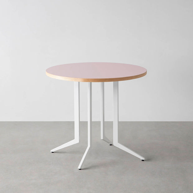 THE CAFE TABLE / リノリウム 全32色　White Steel 4本脚 × ラウンド φ61 - 80