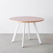 THE CAFE TABLE / リノリウム 全32色　White Steel 4本脚 × ラウンド φ81 - 100