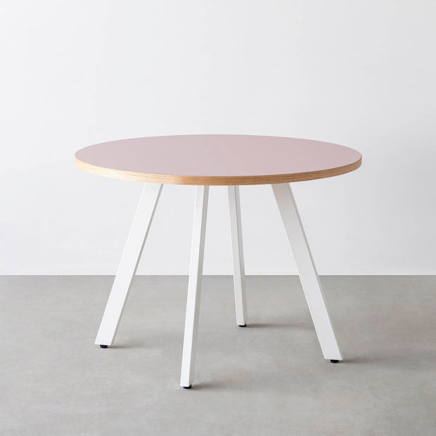 THE CAFE TABLE / リノリウム 全32色　White Steel 4本脚 × ラウンド φ81 - 100