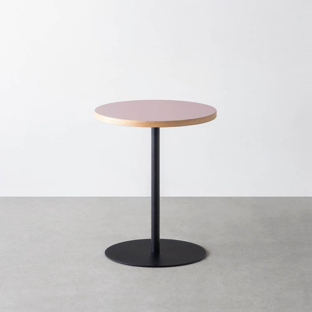 THE CAFE TABLE / リノリウム 全32色　Black Steel 1本脚 × ラウンド φ50 - 60