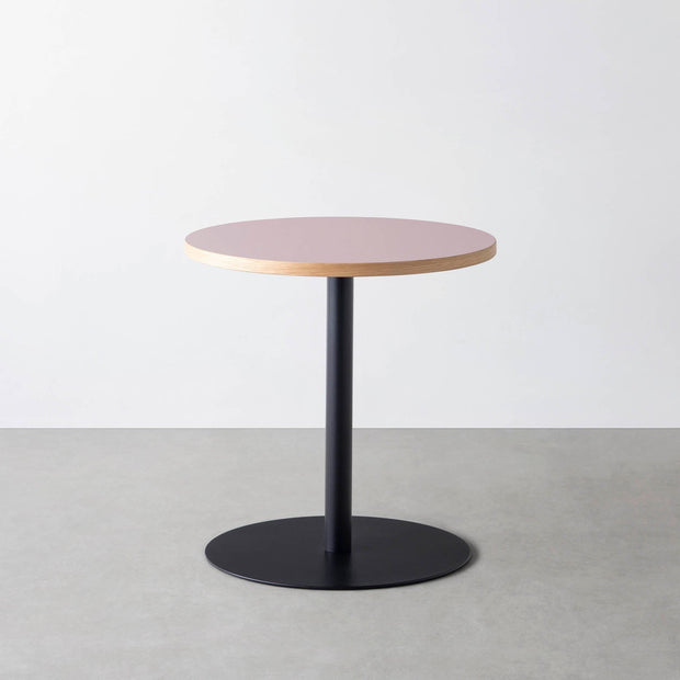 THE CAFE TABLE / リノリウム 全32色　Black Steel 1本脚 × ラウンド φ61 - 70