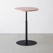 THE CAFE TABLE / リノリウム 全32色　Black Steel 1本脚 × ラウンド φ61 - 70