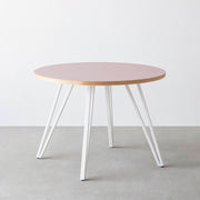 THE CAFE TABLE / リノリウム 全32色　White Steel 4本脚 × ラウンド φ81 - 100
