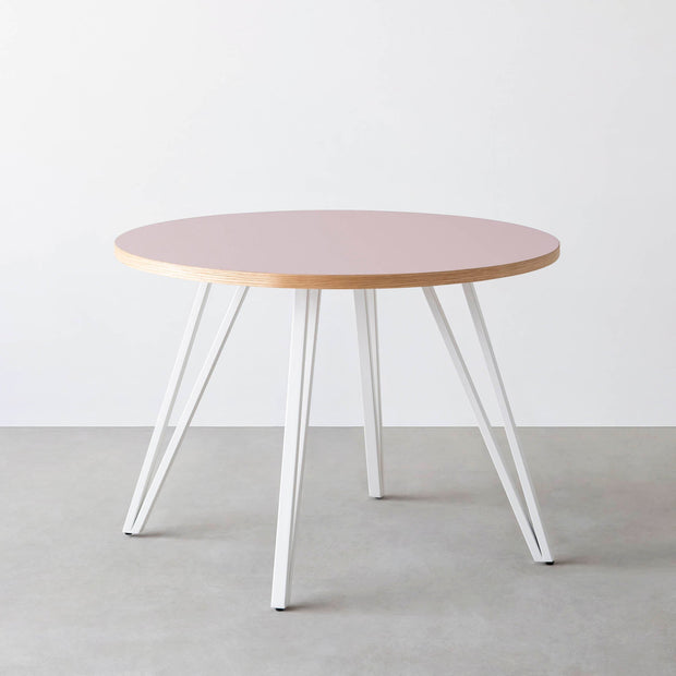 THE CAFE TABLE / リノリウム 全32色　White Steel 4本脚 × ラウンド φ81 - 100