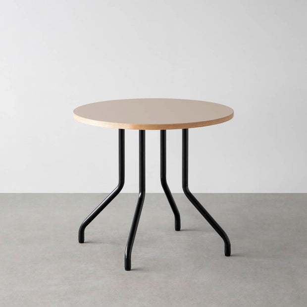 THE CAFE TABLE / リノリウム 全32色　Black Steel 4本脚 × ラウンド φ61 - 80