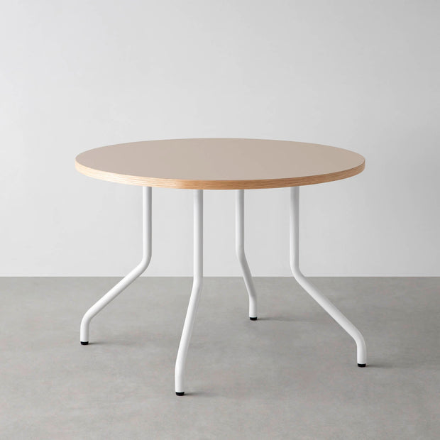 THE CAFE TABLE / リノリウム 全32色　White Steel 4本脚 × ラウンド φ81 - 100