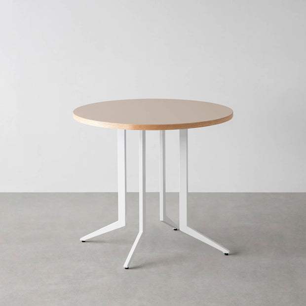 THE CAFE TABLE / リノリウム 全32色　White Steel 4本脚 × ラウンド φ61 - 80