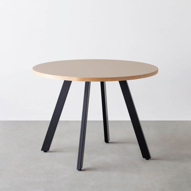 THE CAFE TABLE / リノリウム 全32色　Black Steel 4本脚 × ラウンド φ81 - 100