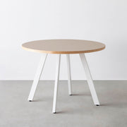 THE CAFE TABLE / リノリウム 全32色　White Steel 4本脚 × ラウンド φ81 - 100