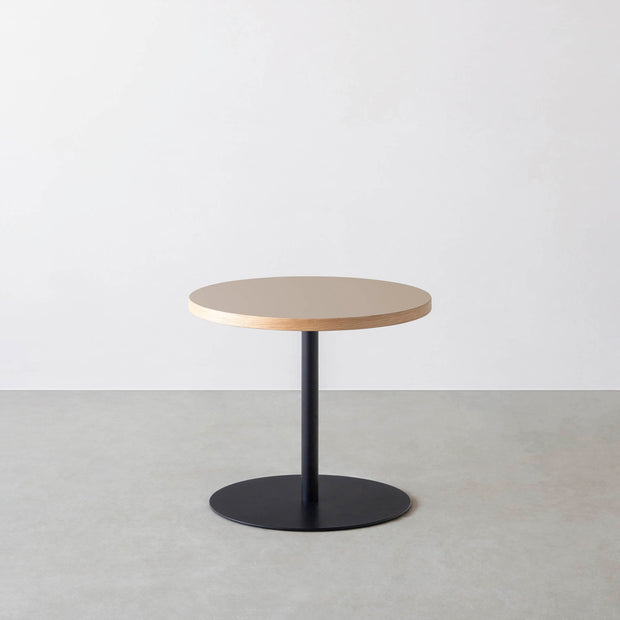 THE CAFE TABLE / リノリウム 全32色　Black Steel 1本脚 × ラウンド φ50 - 60