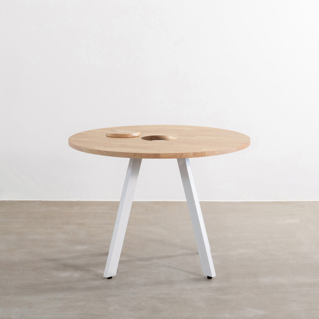 THE CAFE TABLE / ラバーウッド White Steel 4pin × ラウンド φ81