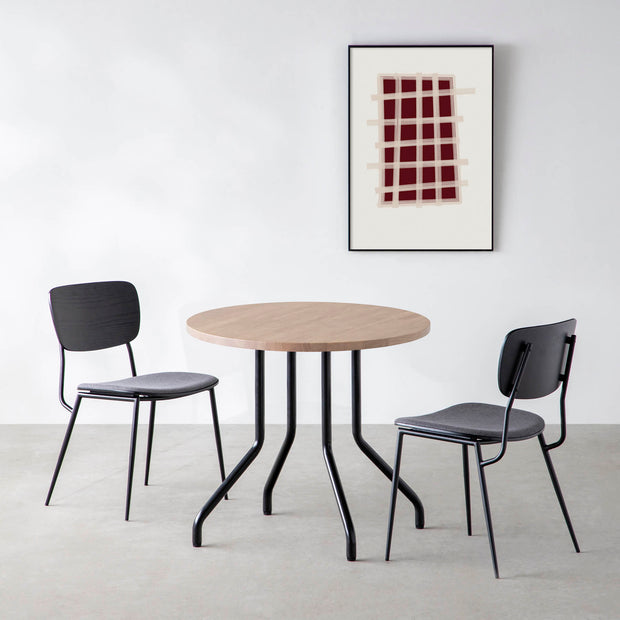 THE CAFE TABLE / ラバーウッド　Black Steel 4本脚 × ラウンド φ61 - 80